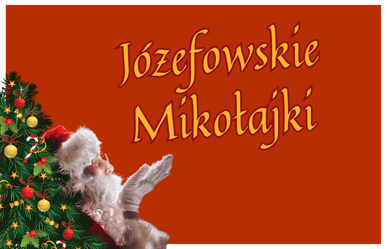 Święty Mikołaj wychylający się zza choinki. 