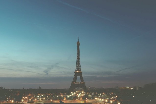 Widok Paryża z wieżą Eiffel`a.